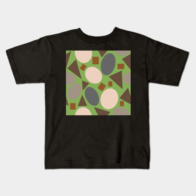 Geometry on Soft Green Repeat 5748 Kids T-Shirt by ArtticArlo